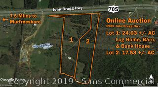 ABSOLUTE ONLINE AUCTION: <br/>2,013+/- SF Log Home and 41.57+/- AC Selling in Two Tracts on John Bragg Hwy in Rutherford County