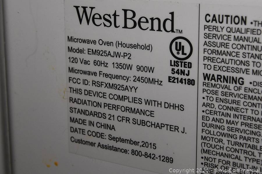 west bend microwave wattage