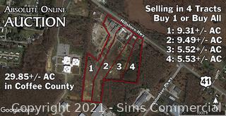 ABSOLUTE ONLINE AUCTION: <br/>Commercial / Multi-Family Development Site<br/> in Coffee County, TN <br/>29.85ac with 6 Buildings Selling in 4 Tracts